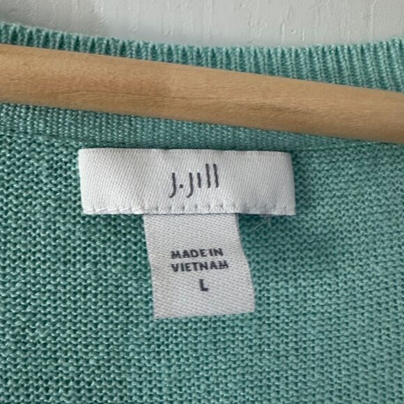 J Jill Womens Knit Tunic Linen Blend Split Neck Half Sleeve Sweater Top Sz Large - Picture 6 of 7